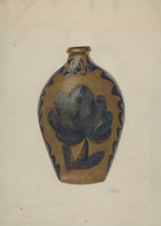 Pa. German Stoneware Flask, c. 1940. Creator: Beverly Chichester.