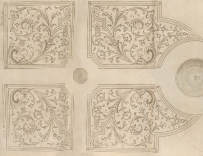 Design for a fountain and four square parterres for a pleasure garden