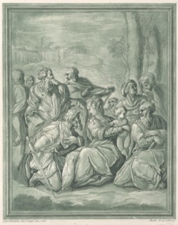 Virgin and child surrounded by figures