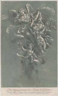 Three angels carrying Gideon's fleece; from 'Recueil d'estampes d'après les plus be...