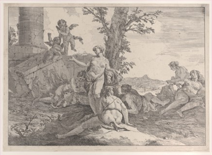 Six nymphs and two putti