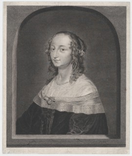 Portrait of a woman with a lace collar and a necklace