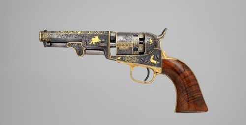 Gold-inlaid Colt Model 1849 Pocket Revolver