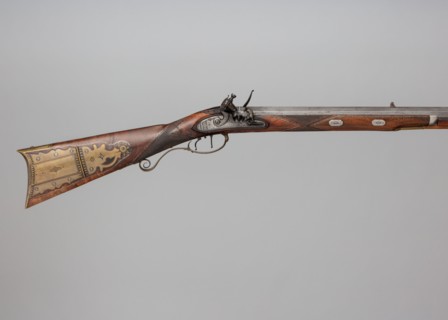Flintlock Rifle with Case and Bullet Mould Made for Colonel Jacob Bates
