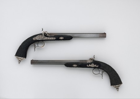 Cased Pair of Percussion Pistols with Accessories