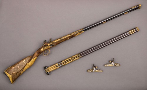Double-Barreled Flintlock Shotgun with Exchangeable Percussion Locks and Barrels