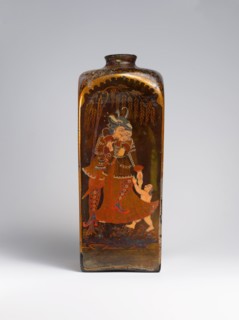 Bottle with European and Indian Figures
