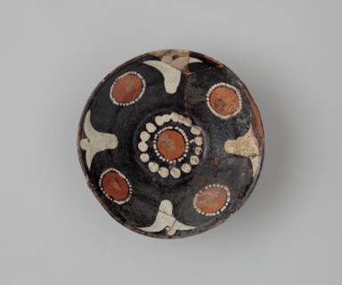 Bowl with Polychrome Decoration on a Black Slip Ground