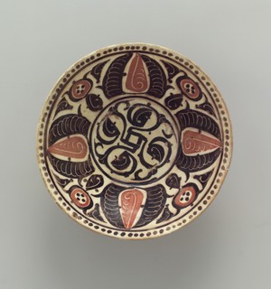 Bowl with Red and Purplish-black Palmettes
