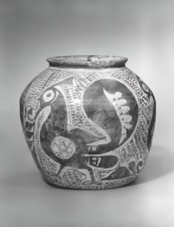 Jar Depicting Three Spirited Peacocks