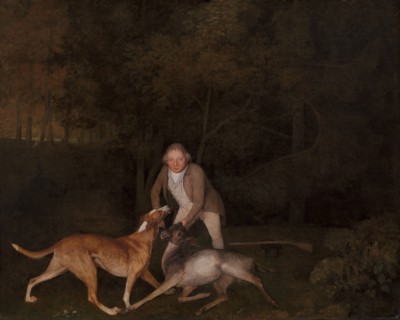 Freeman, the Earl of Clarendon's gamekeeper, with a dying doe and hound;A Park Scene at the Grove : Freeman, the Earl of Clarendon's Gamekeeper with a dying doe and hound;Freeman, Keeper of the Earl o...