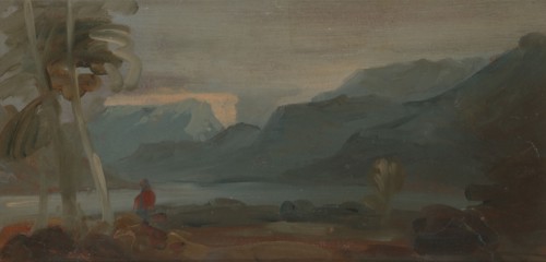 Mountainous Landscape with Figures and Cattle;Rocky Landscape with Figures and Cattle Resting, 1806 to 1807. Formerly attributed to Joseph Mallord William Turner and Peter DeWint