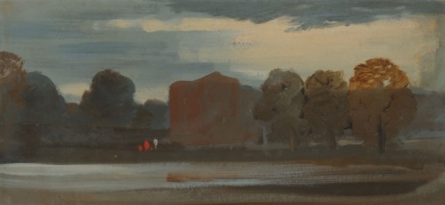Landscape with Lake;Lake Scene with Mountains, 1828 to 1829. Formerly attributed to Joseph Mallord William Turner and Peter DeWint