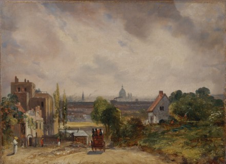 Sir Richard Steele's Cottage, Hampstead;A View of London, with Sir Richard Steele's House;Sir Richard Steele's Cottage;Hampstead Heath;Sir Richard Steele's Cottage at Hampstead;View of London with Sir...