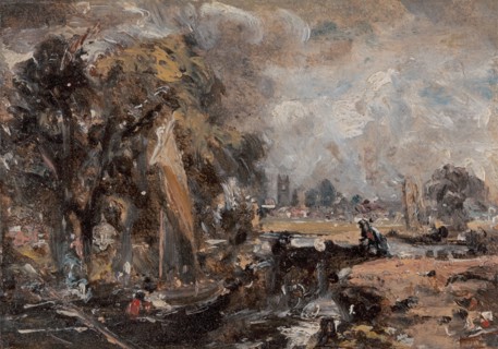 Dedham Lock;Lock near Dedham;Sketch for the lock on the Sour;Canal Study, between 1819 and 1820.