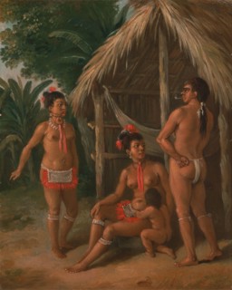 A Leeward Islands Carib family outside a Hut, ca. 1780.