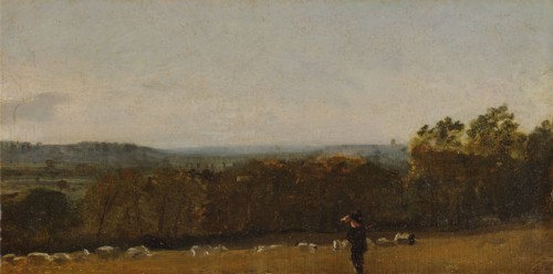 A Shepherd in a Landscape looking across Dedham Vale towards Langham;Dedham Vale with a Shepherd;Extensive Wooded Landscape with a Shepherd and Flock in the Foreground, ca. 1811.