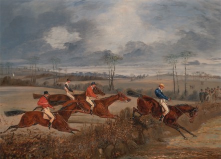 Scenes from a steeplechase: Taking a Hedge;A Steeplechase: Near the Finish, ca. 1845.