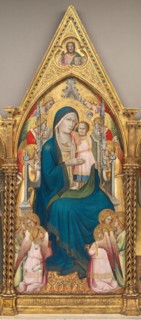 Madonna and Child Enthroned with Twelve Angels, and with the Blessing Christ [middle panel], shortly before 1387.
