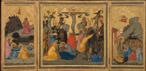 Scenes from the Passion of Christ: The Agony in the Garden, the Crucifixion, and the Descent into Limbo [entire triptych], 1380s.