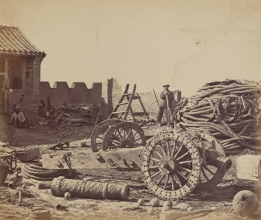 Interior of Pehtang Fort Showing the Magazine and Wooden Gun, August 1, 1860, 1860.
