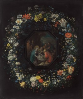 Garland of Flowers with Adoration of the Shepherds, c. 1625/1630.