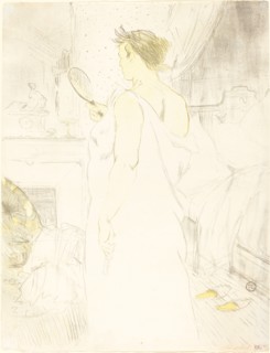 Woman at the Mirror (Femme à glace), 1896. Observations of daily life inside a Parisian brothel where Lautrec resided.