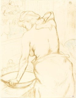 Woman Washing Herself (Femme qui se lave), 1896. Observations of daily life inside a Parisian brothel where Lautrec resided.