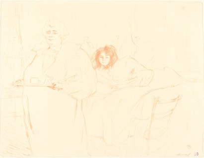 Woman with a Tray (Femme au plateau), 1896. Observations of daily life inside a Parisian brothel where Lautrec resided.