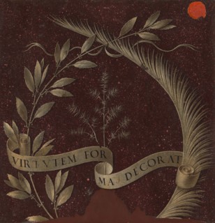 Wreath of Laurel, Palm, and Juniper with a Scroll inscribed Virtutem Forma Decorat [reverse], c. 1474/1478.