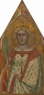 Saint Catherine of Alexandria, with an Angel [right panel], probably 1340.