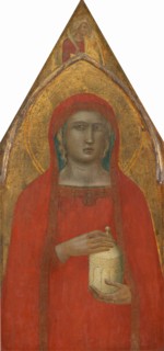 Saint Mary Magdalene, with an Angel [left panel], probably 1340.