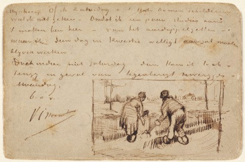 Postcard with Two Peasants Digging, 1885.