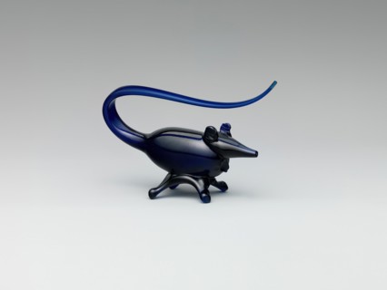 Figure of a Mouse in Deep Blue Glass, Iran, 19th century.