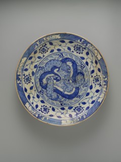 Dish with Two Intertwined Dragons, Iran, ca. 1640.