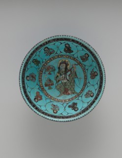 Turquoise Bowl with Lute Player and Audience, Iran, late 12th-early 13th century.