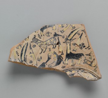 Buff Ware Fragment with Animal Decoration, Iran, 9th century.