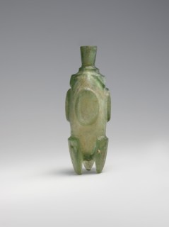 Molar' flask, probably Iran, 8th-9th century. Called a molar flask because its feet resemble the roots of molar teeth.