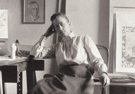 Hilma af Klint in her studio at Hamngatan, Stockholm, c. 1895. Found in the collection of Courtesy of Stiftelsen Hilma af Klints Verk.