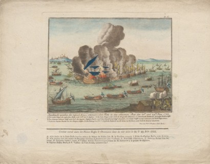 Naval battle between the Russian and Ottoman fleet in the Black Sea on June 28 and 29, 1788, 1788. Private Collection.