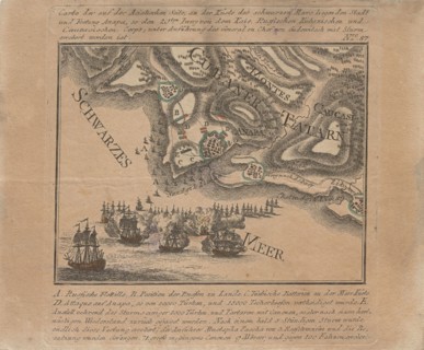 Map of the capture of the sea fortress Anapa by Russian troops on the Black Sea in June 1791, 1791. Private Collection.