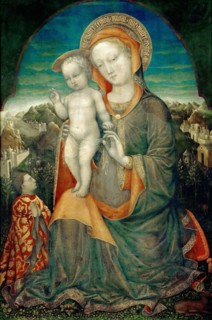 The Madonna of Humility Adored by Lionello d'Este, ca 1445. Found in the collection of Musée du Louvre, Paris.