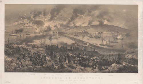 Fire of Sevastopol. Retreat of the Russians on the North Coast, 1855. Private Collection.
