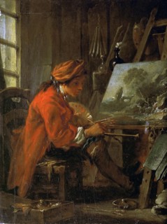 The painter in his studio (Self-Portrait), ca 1730. Found in the collection of Musée du Louvre, Paris.