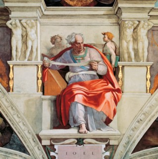 Prophets and Sibyls: Joel (Sistine Chapel ceiling in the Vatican), 1508-1512. Found in the collection of The Sistine Chapel, Vatican.