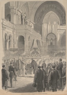 The funeral of Gioacchino Rossini. The consecration in the Church of the Holy Trinity, 1868. Private Collection.