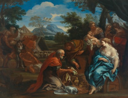 Laban searches for the images of gods, hidden by Rahel, 1670s. Private Collection.