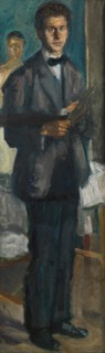 Self-portrait with a palette, 1906-1907. Found in the collection of Vienna Museum.