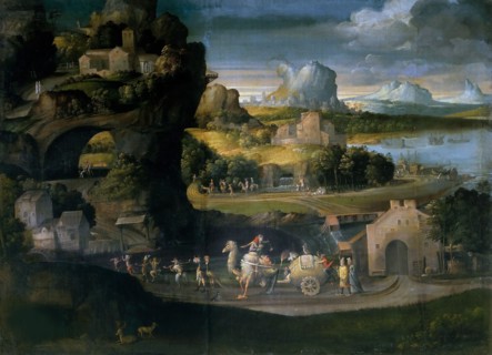 Landscape with Magicians, c. 1525. Found in the collection of Galleria Borghese, Rome.