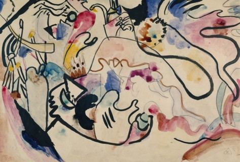 Watercolor No. 8 "Judgment Day", 1911-1912. Found in the collection of Städtische Galerie im Lenbachhaus, Munich.
